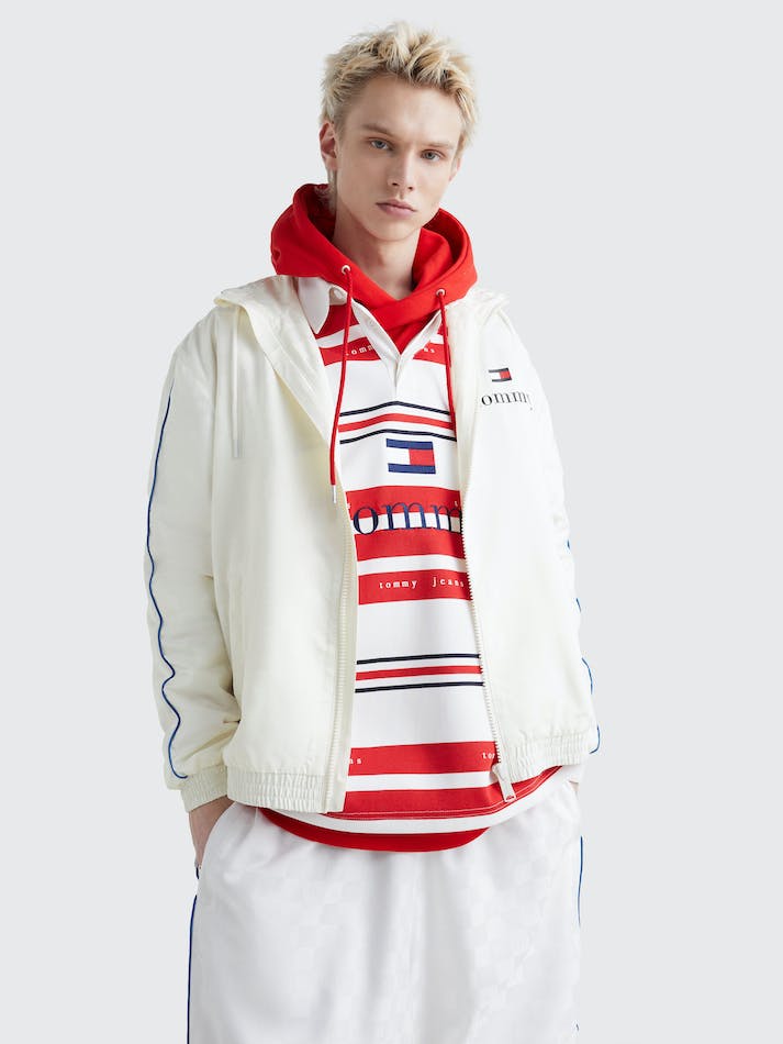 Tommy Jeans Dual Gender Monogram Jacquard Track Unisex Jackets White | wpSOpOJQgl8B