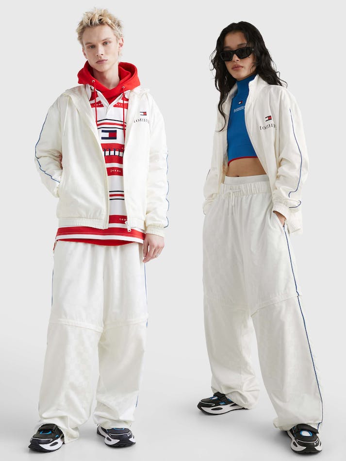 Tommy Jeans Dual Gender Monogram Jacquard Track Unisex Jackets White | wpSOpOJQgl8B