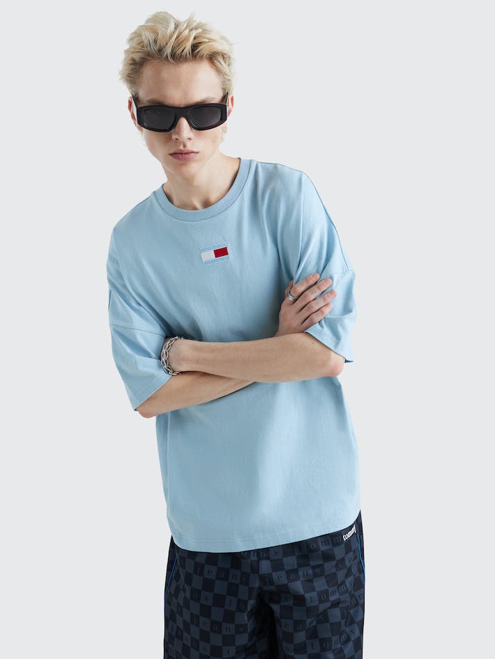 Tommy Jeans Dual Gender Split Hem Unisex T Shirts Calm Water | NU3nCgVYHxPZ