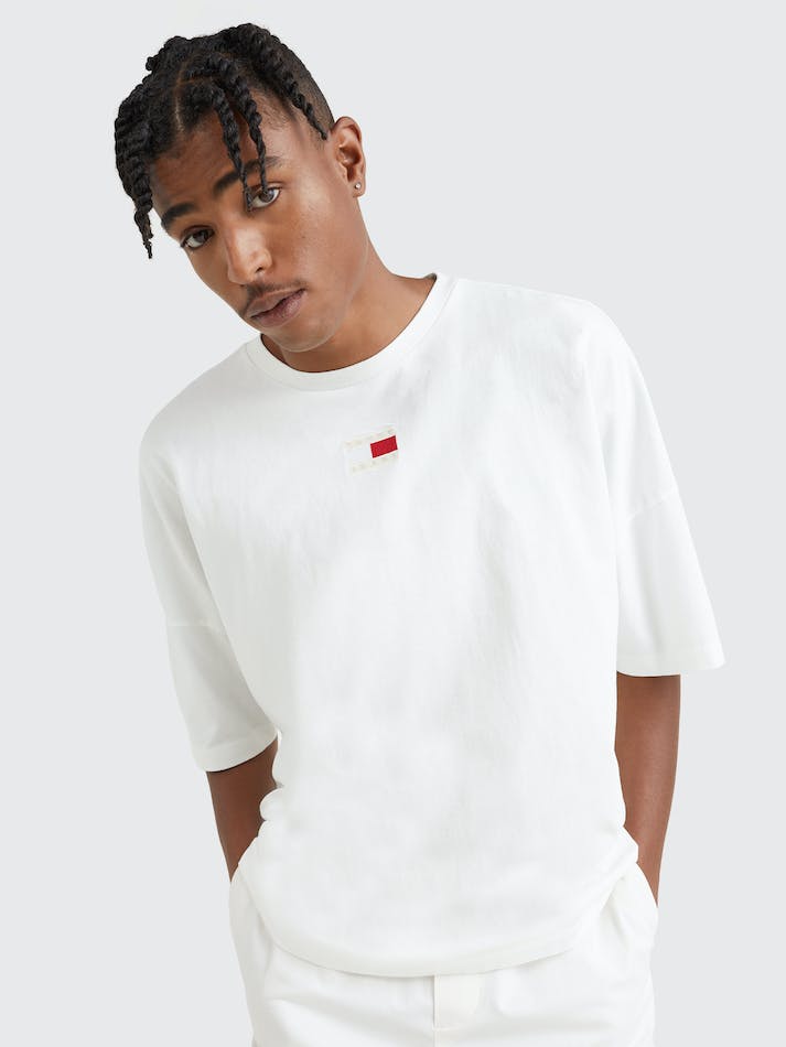 Tommy Jeans Dual Gender Split Hem Unisex T Shirts White | WdCxJ4WhNrKH