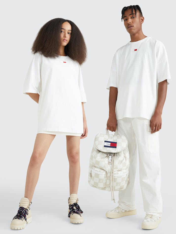 Tommy Jeans Dual Gender Split Hem Unisex T Shirts White | WdCxJ4WhNrKH