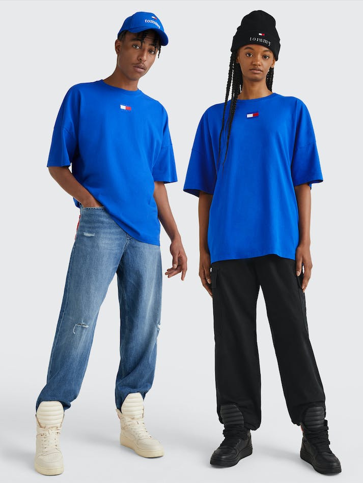 Tommy Jeans Dual Gender Split Hem Unisex T Shirts Deep Blue | wYUNyqHEXHzn