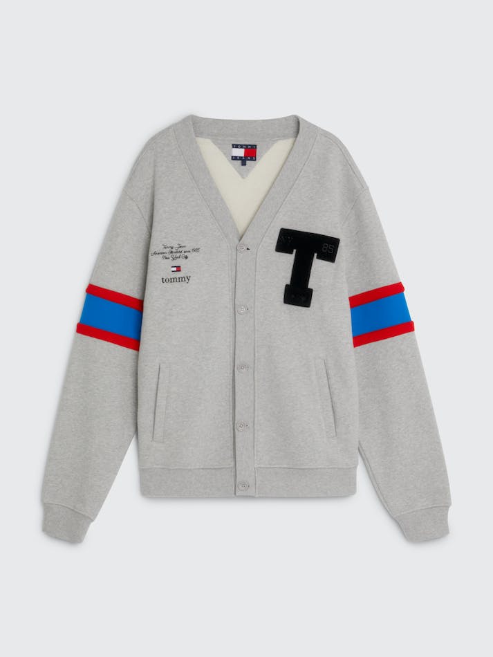 Tommy Jeans Dual Gender Varsity Letter Unisex Cardigan Light Grey | r8SbiiNJ2gCn