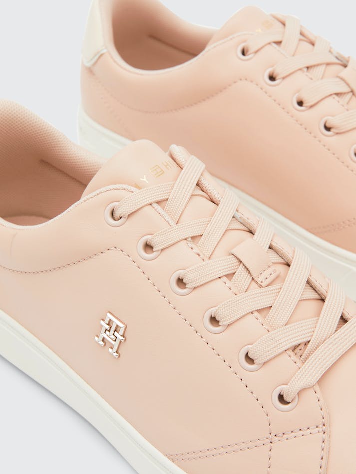 Tommy Hilfiger Elevated Essential Leather Court Women's Sneakers Pink | RBVesmKt9pdI