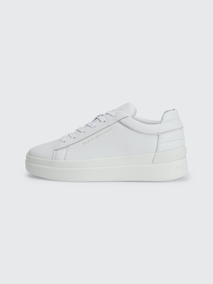 Tommy Hilfiger Elevated Leather Flatform Women's Sneakers White / Gold | zgThoI3fQg5P