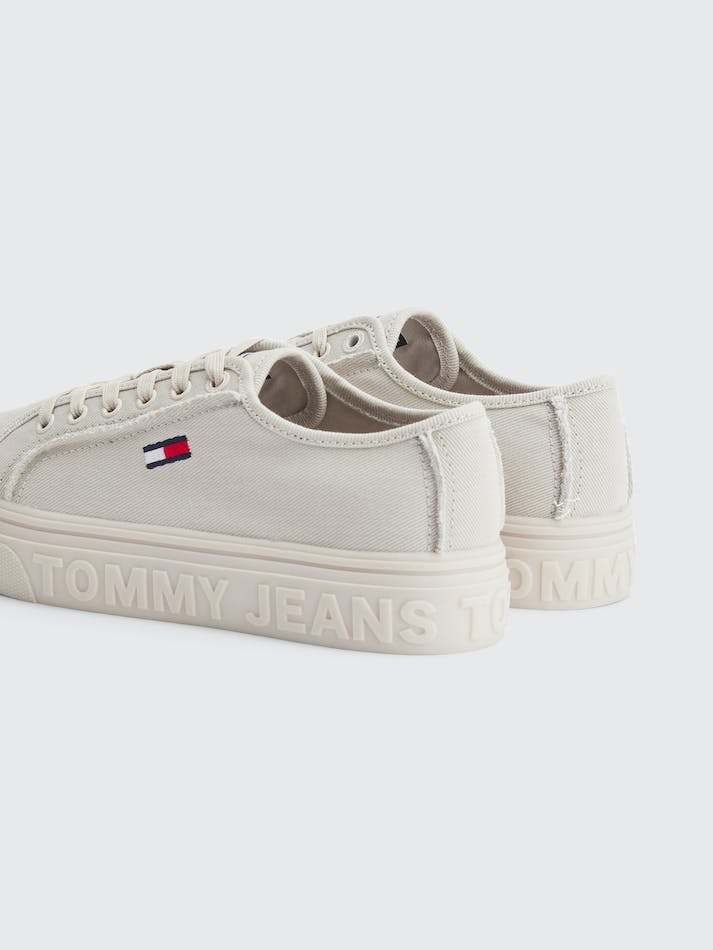 Tommy Hilfiger Embossed Logo Flatform Women's Sneakers Beige | sbLLzkV3uqKP