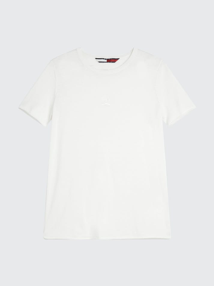 Tommy Hilfiger Embroidery Wool Silk Women's T Shirts White | b426pDysKpJQ