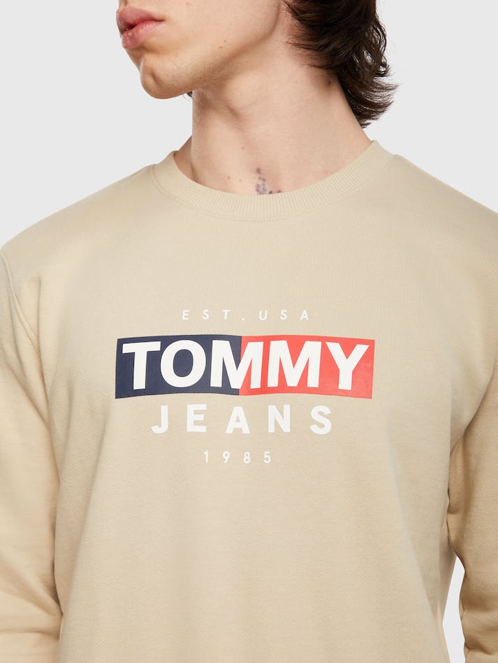 Tommy Jeans Entry Flag Men's Sweatshirts Brown | ObfwHEJiLQ7w