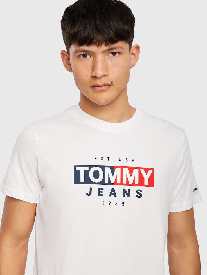 Tommy Jeans Entry Flag Men's T Shirts White | S945pv0LemFw