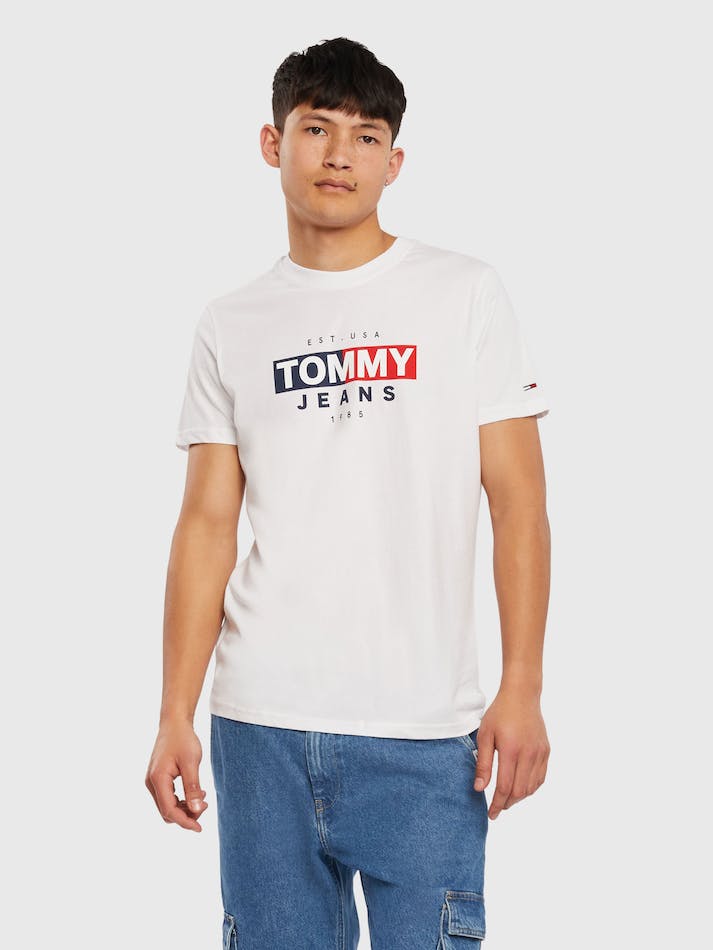 Tommy Jeans Entry Flag Men\'s T Shirts White | S945pv0LemFw