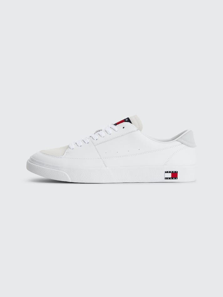 Tommy Jeans Essential Badge Lace-Up Men's Sneakers White | SpM5aKRHTyfz