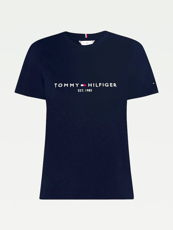 Tommy Hilfiger Essential Crew Neck Logo Women's T Shirts Blue | CBJlzdtQx2TA