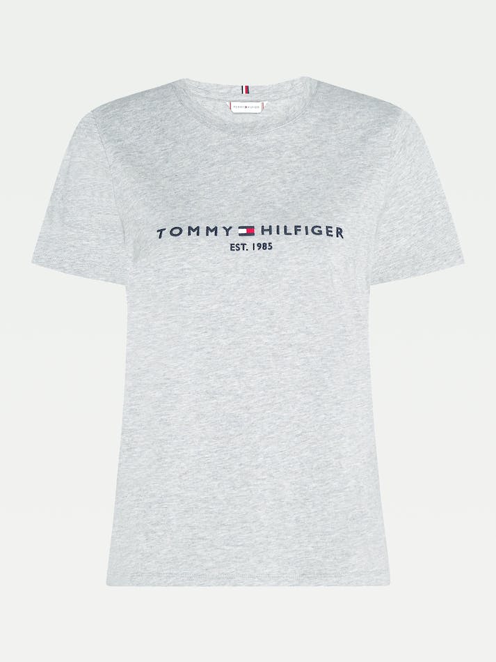 Tommy Hilfiger Essential Crew Neck Logo Women's T Shirts Light Grey | sPmFRpYHTfuV