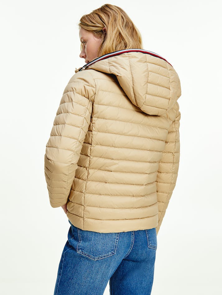 Tommy Hilfiger Essential Down-Filled Quilted Hooded Women's Jackets Beige | EYxCMQcKNHMD