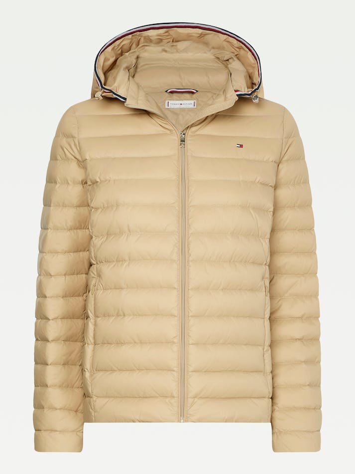 Tommy Hilfiger Essential Down-Filled Quilted Hooded Women's Jackets Beige | EYxCMQcKNHMD