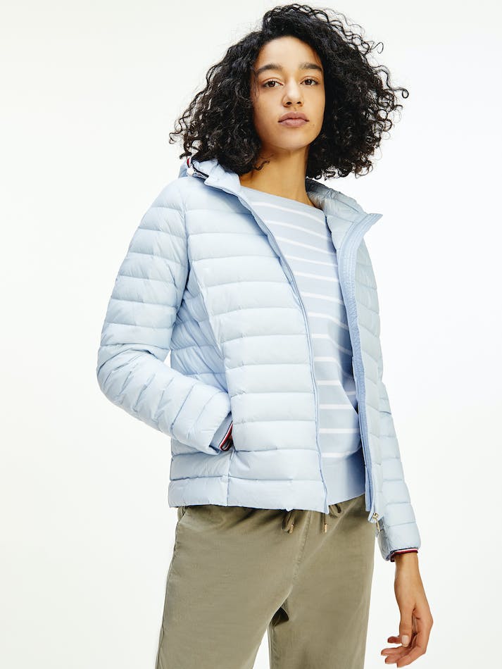 Tommy Hilfiger Essential Down-Filled Quilted Hooded Women's Jackets Blue | Fb2PErgxCtZi