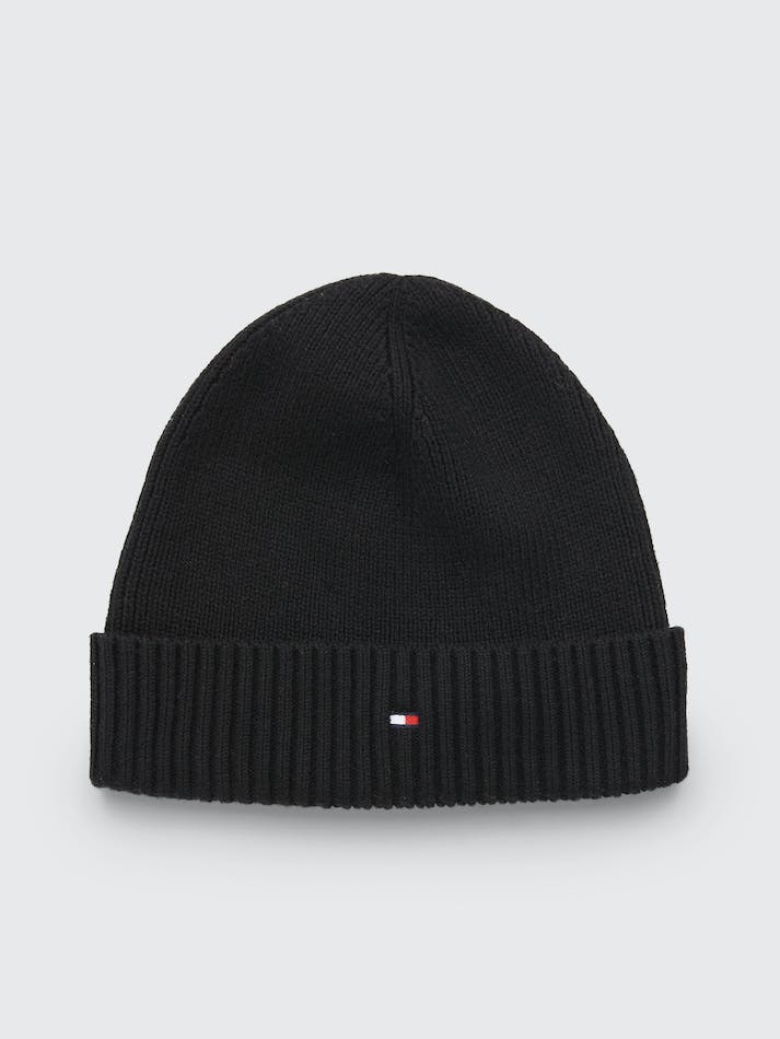 Tommy Hilfiger Essential Flag Rib-Knit Men's Beanie Black | 8TjeyLNOZZBa