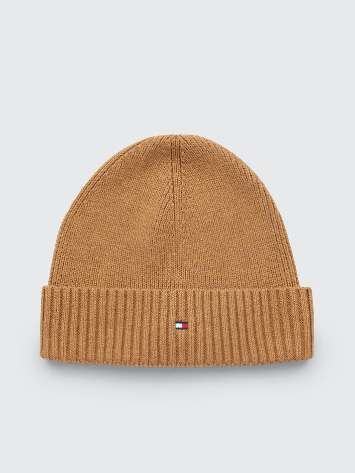 Tommy Hilfiger Essential Flag Rib-Knit Men's Beanie Khaki | dl3Y2LbpGvvm