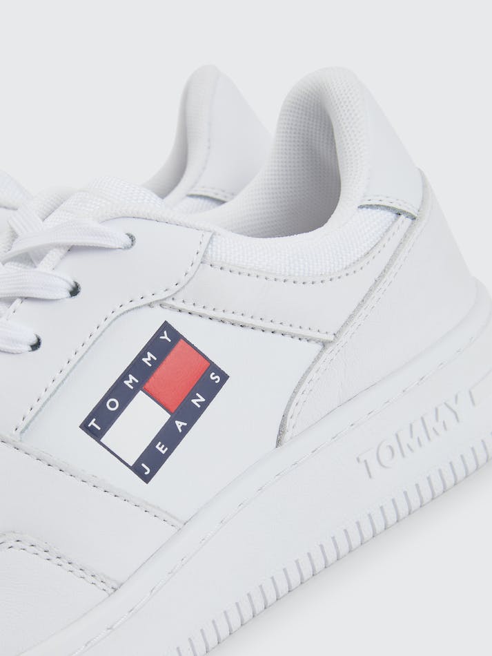 Tommy Jeans Essential Leather Basket Women's Sneakers White | HSmLBYClWGOb