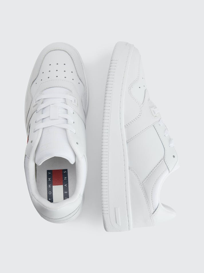 Tommy Jeans Essential Leather Basket Women's Sneakers White | HSmLBYClWGOb