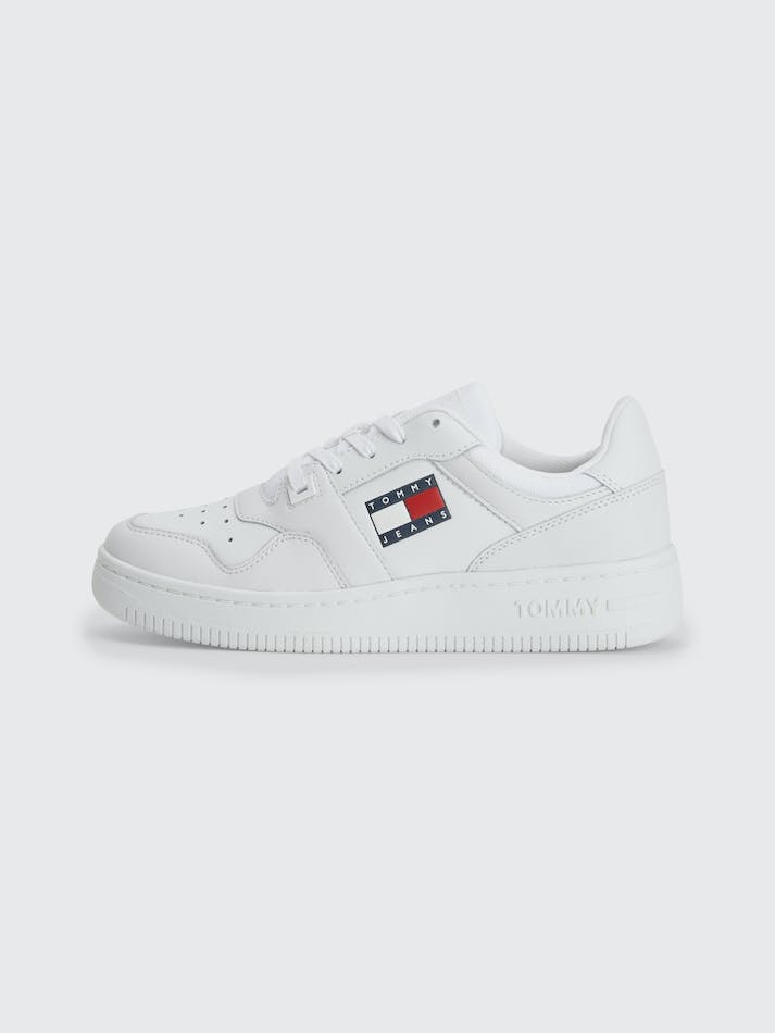 Tommy Jeans Essential Leather Basket Women's Sneakers White | HSmLBYClWGOb