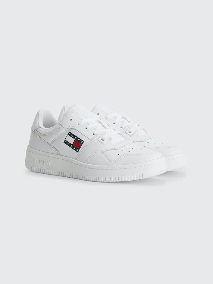 Tommy Jeans Essential Leather Basket Women\'s Sneakers White | HSmLBYClWGOb