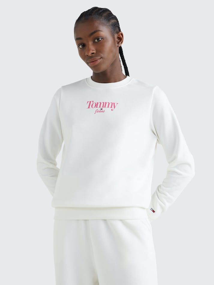 Tommy Jeans Essential Logo Crew Neck Women's Sweatshirt White | sL0RiWCJeTWc