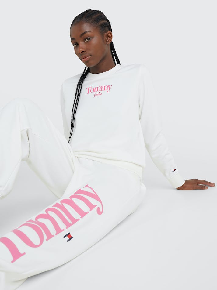 Tommy Jeans Essential Logo Crew Neck Women's Sweatshirt White | sL0RiWCJeTWc