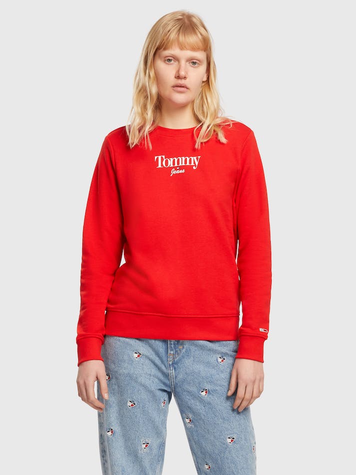 Tommy Jeans Essential Logo Crew Neck Women's Sweatshirt White | sL0RiWCJeTWc