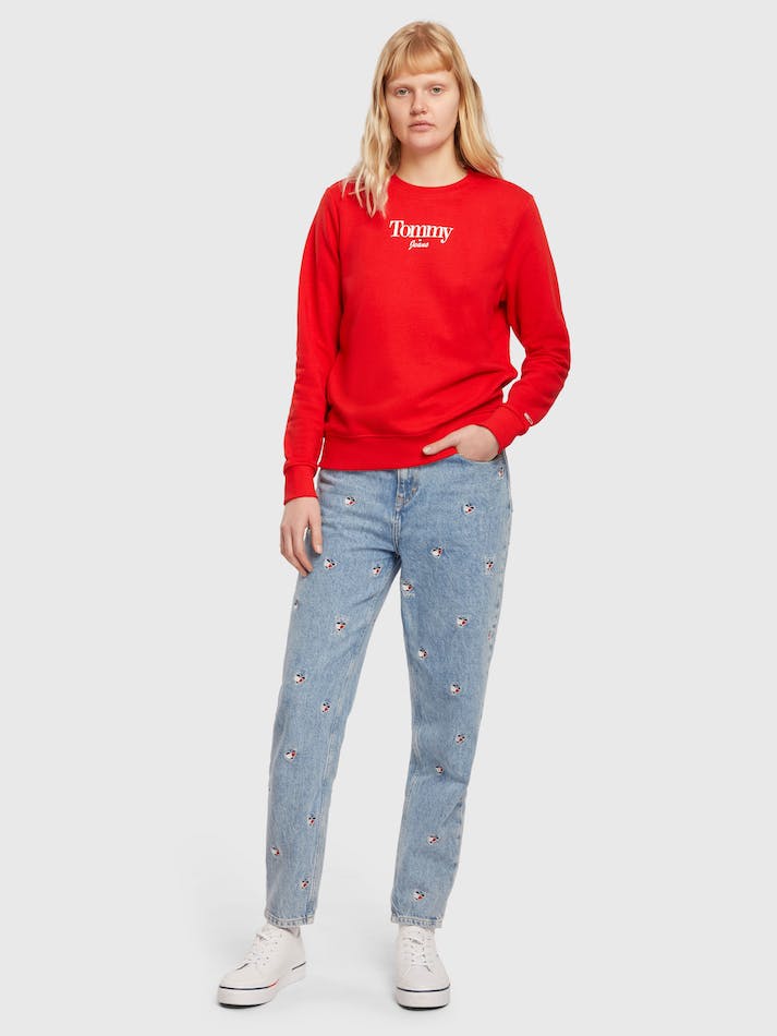 Tommy Jeans Essential Logo Crew Neck Women's Sweatshirt White | sL0RiWCJeTWc