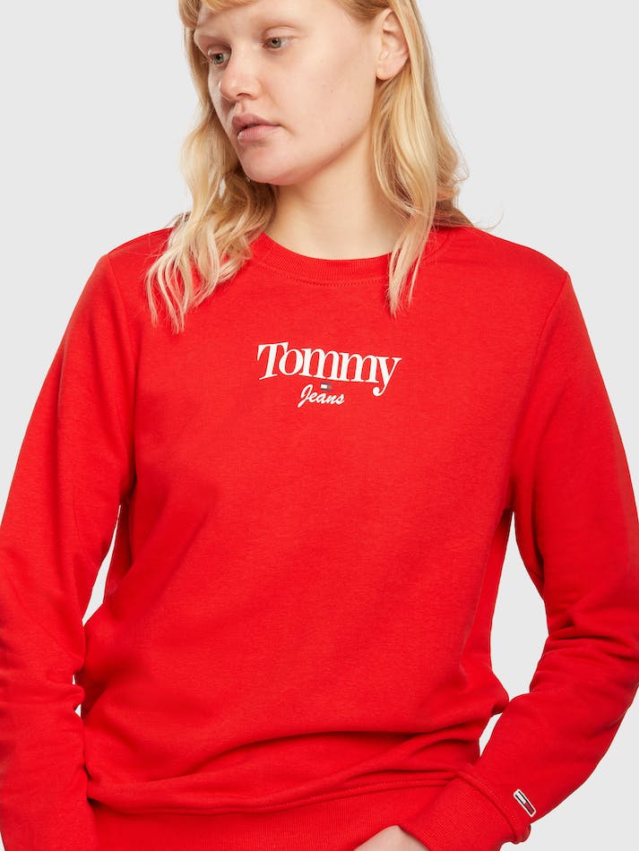 Tommy Jeans Essential Logo Crew Neck Women's Sweatshirt White | sL0RiWCJeTWc