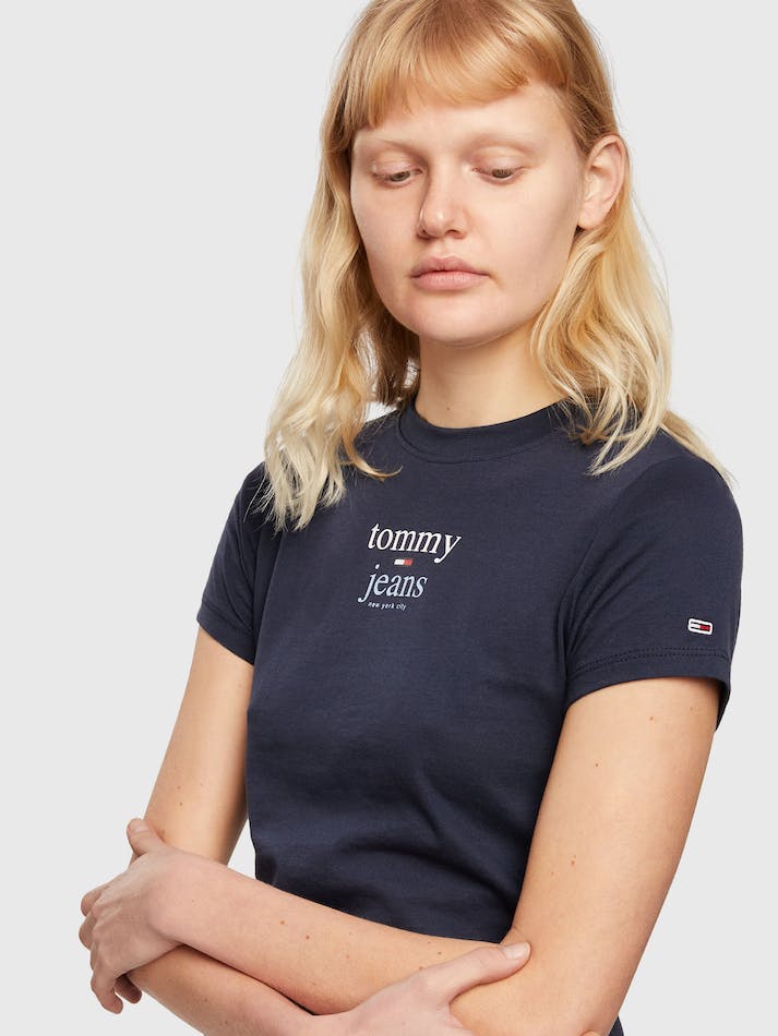 Tommy Jeans Essential Logo Women's T Shirts Navy | 4hNZkvwXV9Lv