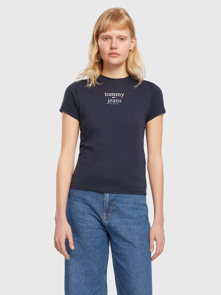 Tommy Jeans Essential Logo Women\'s T Shirts Navy | 4hNZkvwXV9Lv