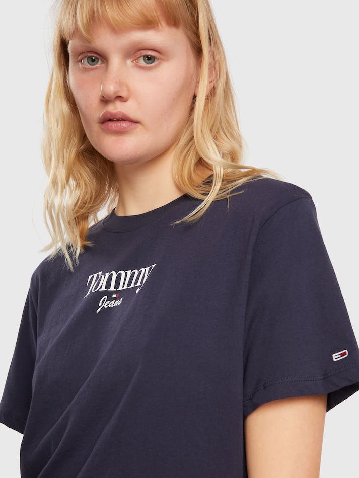 Tommy Jeans Essential Logo Women's T Shirts Navy | A8PzuWYlslzl