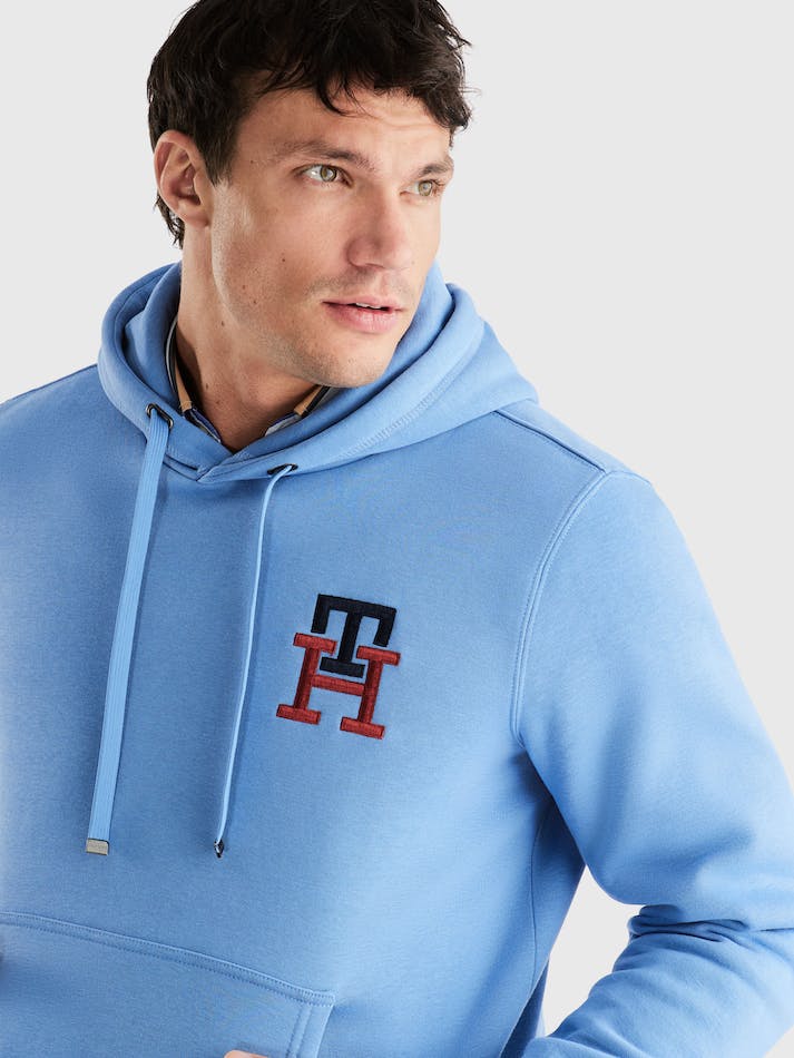 Tommy Hilfiger Essential Monogram Men's Hoodie Blue | 3FDNBMGsObuF