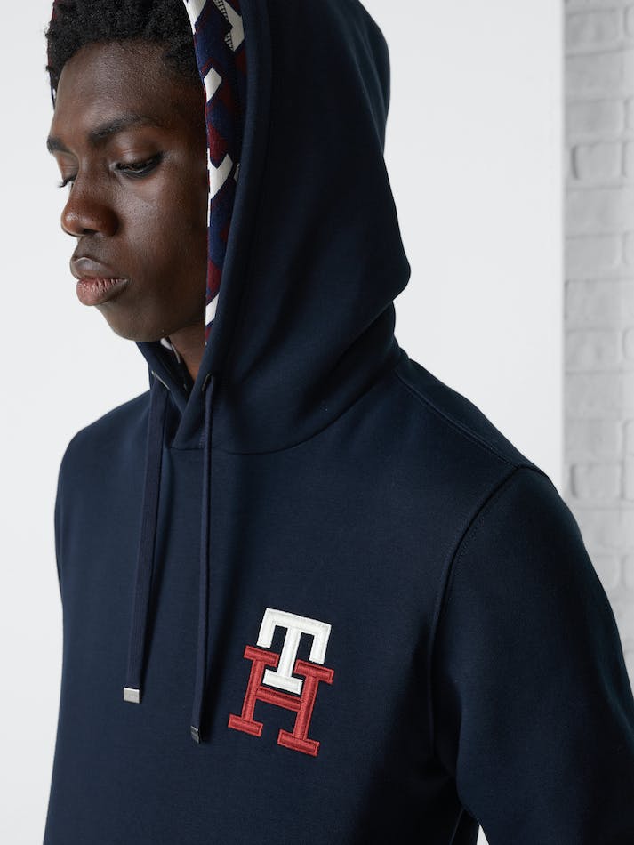 Tommy Hilfiger Essential Monogram Men's Hoodie Blue | rtWIAb0q7OU7