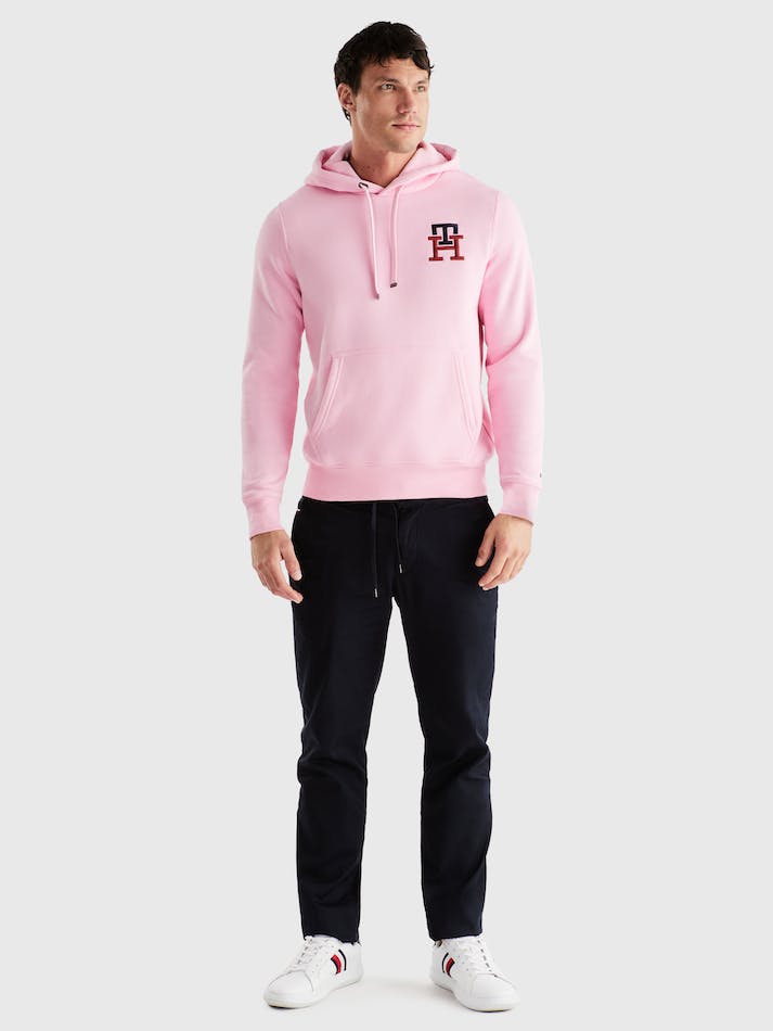 Tommy Hilfiger Essential Monogram Men's Hoodie Pink | 3AaOe0kgYI2q