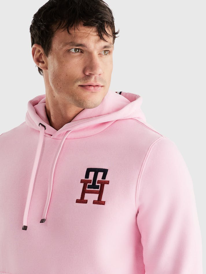 Tommy Hilfiger Essential Monogram Men's Hoodie Pink | 3AaOe0kgYI2q