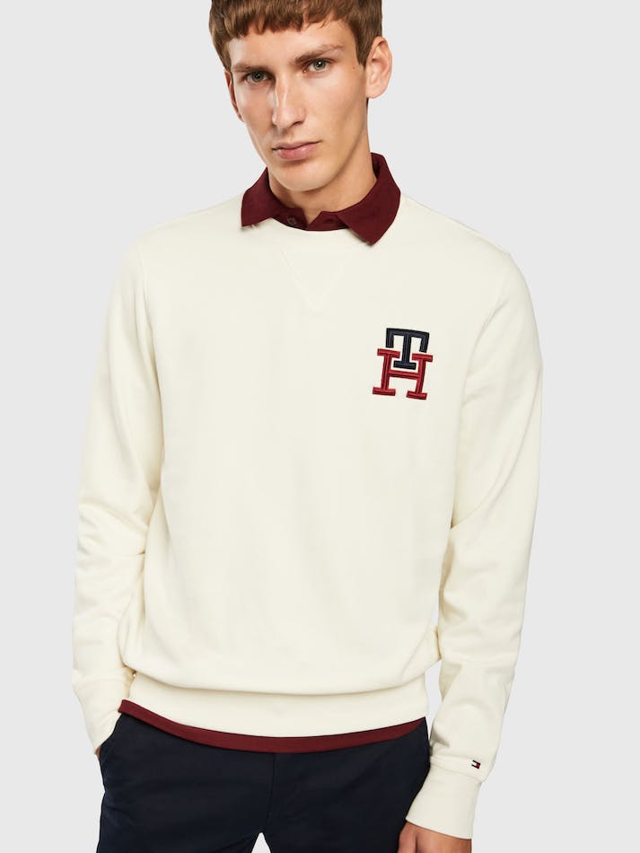 Tommy Hilfiger Essential Monogram Men's Sweatshirt White | UHnl3bHncYyx