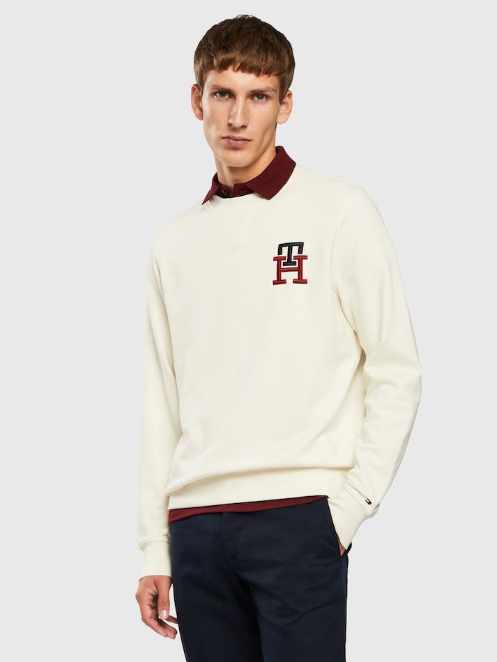 Tommy Hilfiger Essential Monogram Men\'s Sweatshirt White | UHnl3bHncYyx