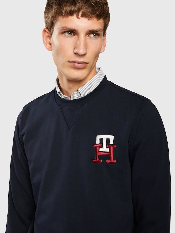 Tommy Hilfiger Essential Monogram Men's Sweatshirt Blue | qTslyrPO9mbI