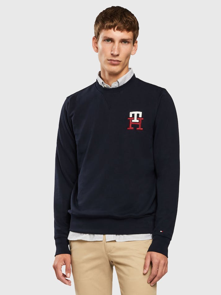 Tommy Hilfiger Essential Monogram Men\'s Sweatshirt Blue | qTslyrPO9mbI