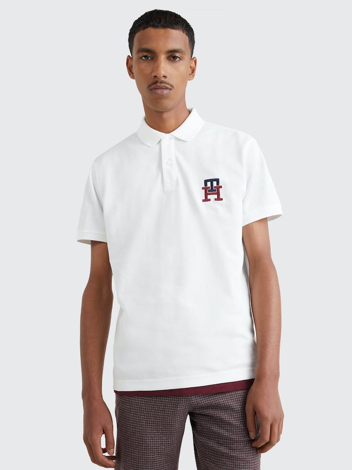 Tommy Hilfiger Essential Monogram Regular Fit Men's Polo Shirts White | 7wrFUeCZ3xoJ