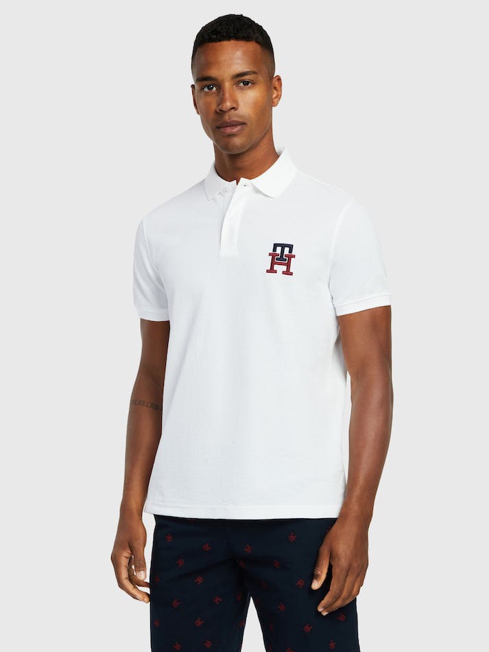 Tommy Hilfiger Essential Monogram Regular Fit Men's Polo Shirts White | 7wrFUeCZ3xoJ