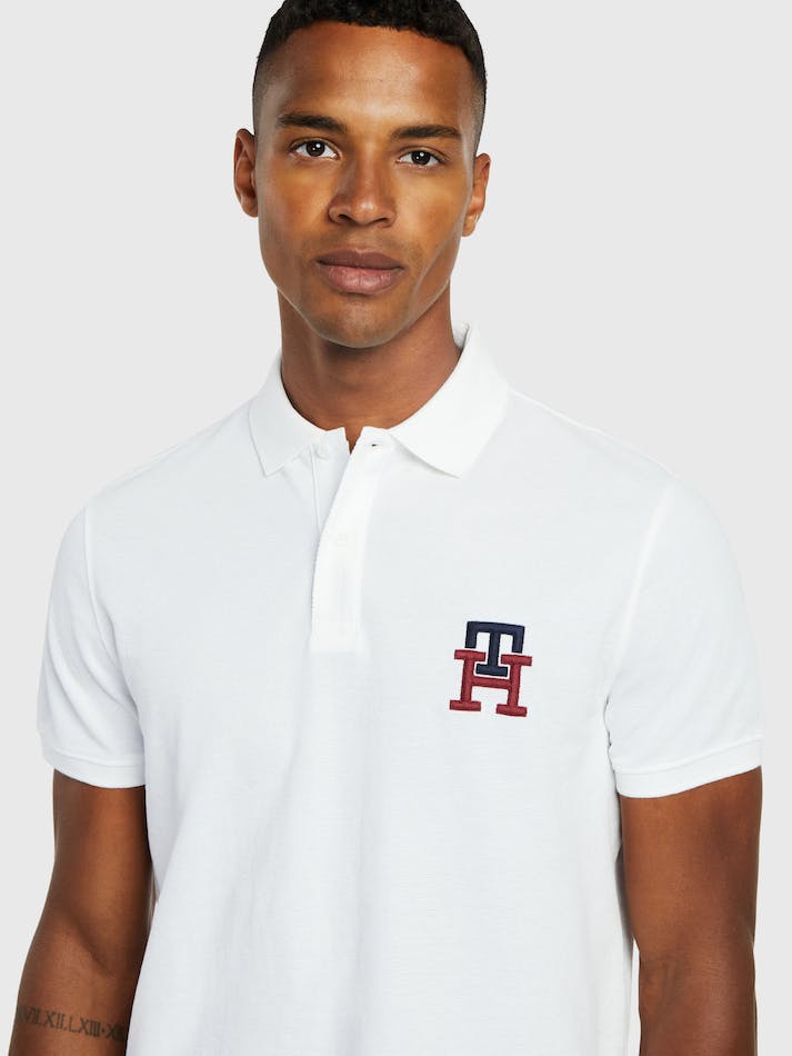 Tommy Hilfiger Essential Monogram Regular Fit Men's Polo Shirts White | 7wrFUeCZ3xoJ