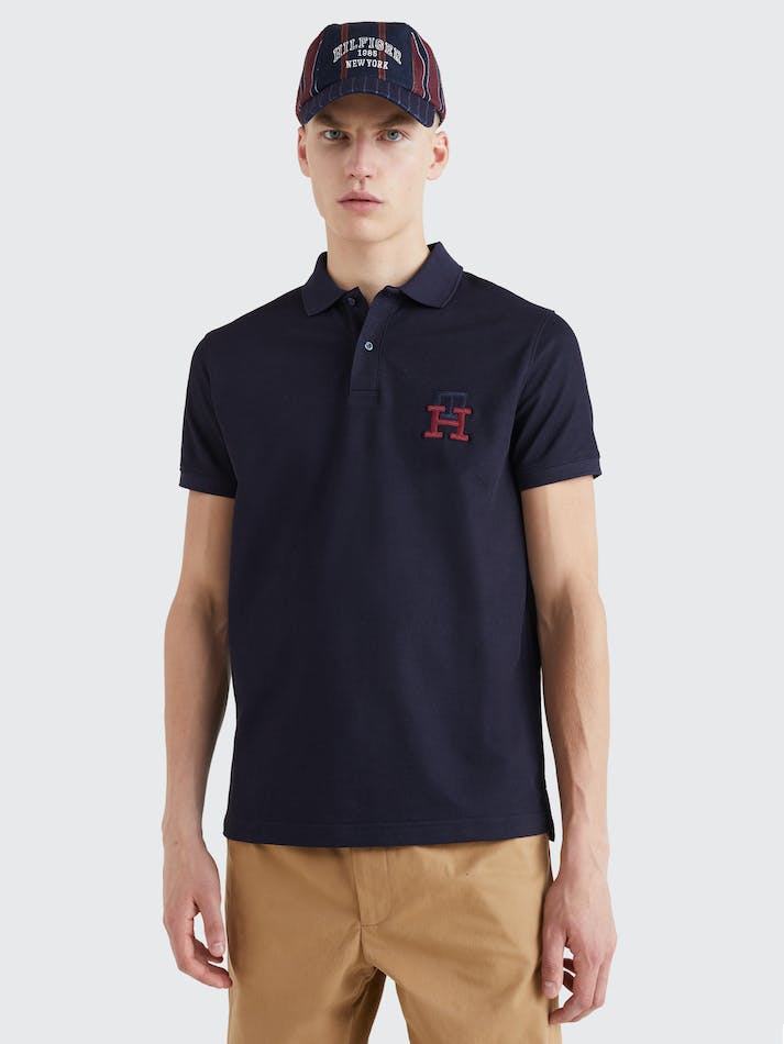 Tommy Hilfiger Essential Monogram Regular Fit Men's Polo Shirts Blue | QesrGNwIWfiW