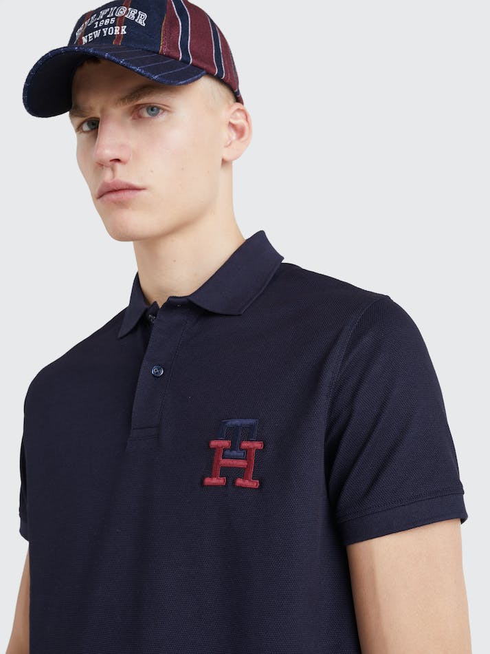 Tommy Hilfiger Essential Monogram Regular Fit Men's Polo Shirts Blue | QesrGNwIWfiW