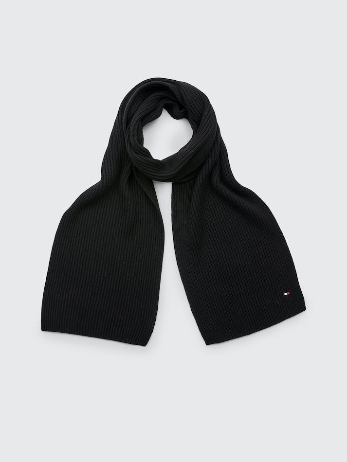 Tommy Hilfiger Essential Rib-Knit Men's Scarves Black | ljx6Z4wKsFC8