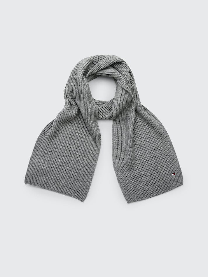 Tommy Hilfiger Essential Rib-Knit Men's Scarves Grey | yXLElvu6ueB2