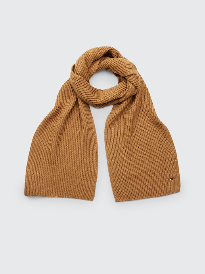 Tommy Hilfiger Essential Rib-Knit Men's Scarves Khaki | 7E8ShyjFbthM